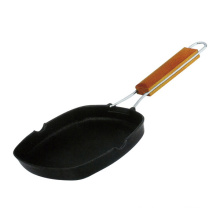 Die Casting Grill Pan with Wooden Hanlde